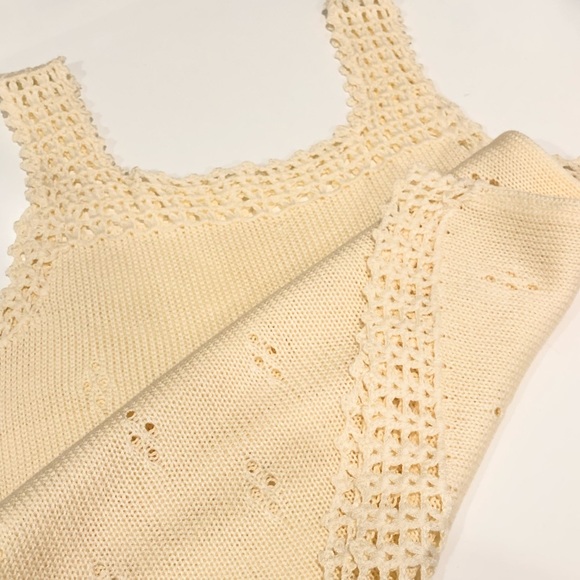Cream Pointelle Knit Sleeveless Top - Picture 9 of 12